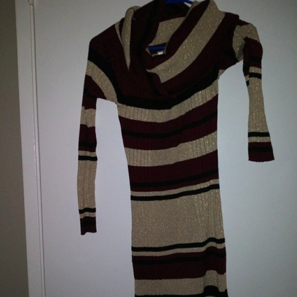 Striped Burgundy and Gold Dress